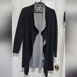 Chico's Long Open Front Slate Gray Cardigan